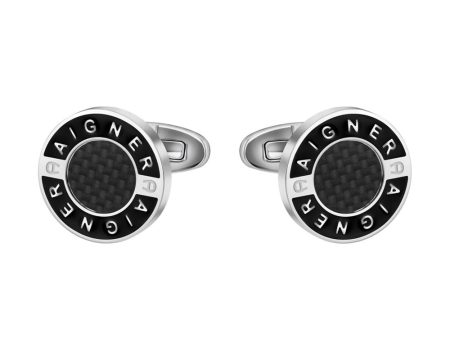 Aigner  Silver And Black Cufflink Hot on Sale