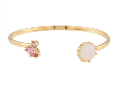 Les Nereides Bangle Bracelet With Quartz And Pink Rhinestone For Cheap