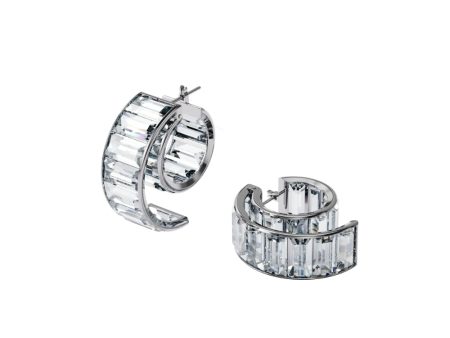 Swarovski Matrix Earrings White, Rhodium Plated Hot on Sale