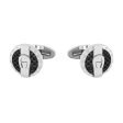 Aigner Cufflink Stainless Steel With Black Carbon Fiber & A Logo In The Middle   Aigner Brand Written On Sides Discount