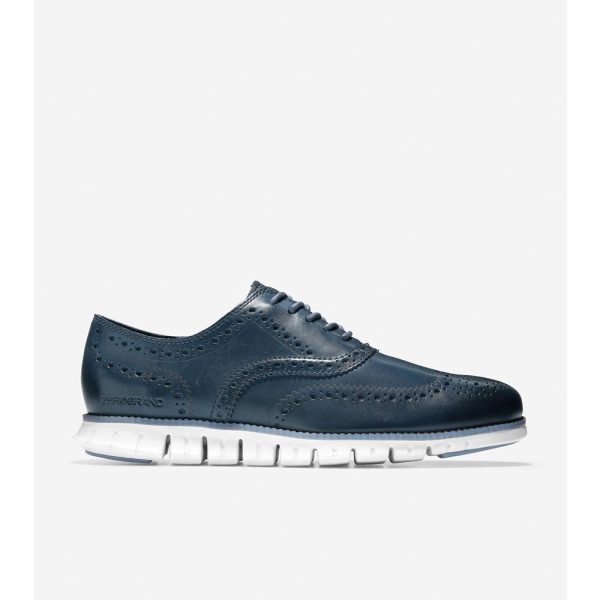 Cole Haan ZERØGRAND Wingtip Oxford Deep Navy Leather Online Sale