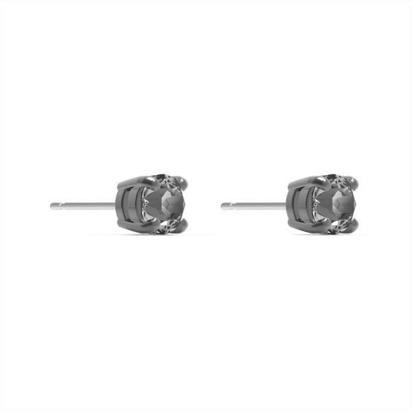 Swarovski Men S Sleek Stud Pierced Earrings Gray, Ruthenium Plated on Sale