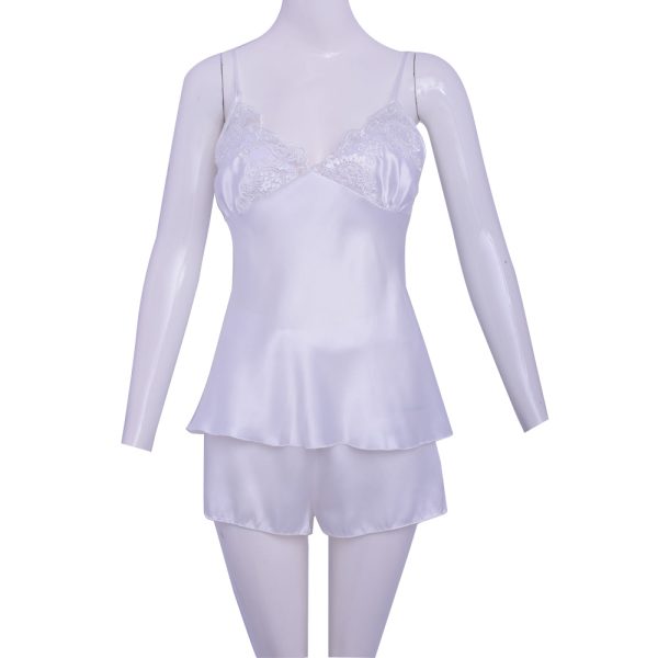 Batista Satin Nightdress 6 Pieces Set White on Sale