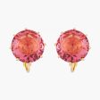 Les Nereides Pink Peach Round Stone La Diamantine Multicoloured Clip-On Earrings on Sale