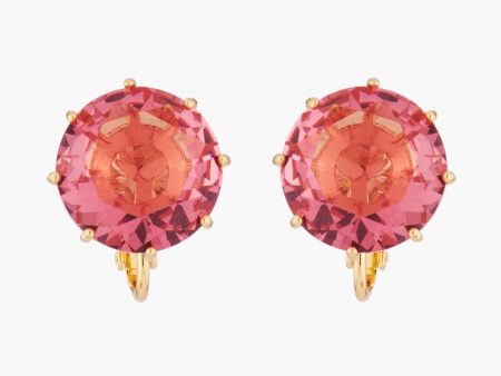 Les Nereides Pink Peach Round Stone La Diamantine Multicoloured Clip-On Earrings on Sale