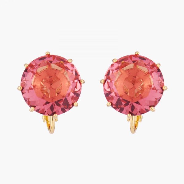 Les Nereides Pink Peach Round Stone La Diamantine Multicoloured Clip-On Earrings on Sale