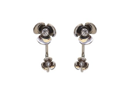 Esprit Earrings Silver Color & Flower Design With Stone Discount