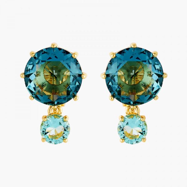 Les Nereides La Diamantine Acqua Azzura Round Stone Clip-On Earrings Hot on Sale