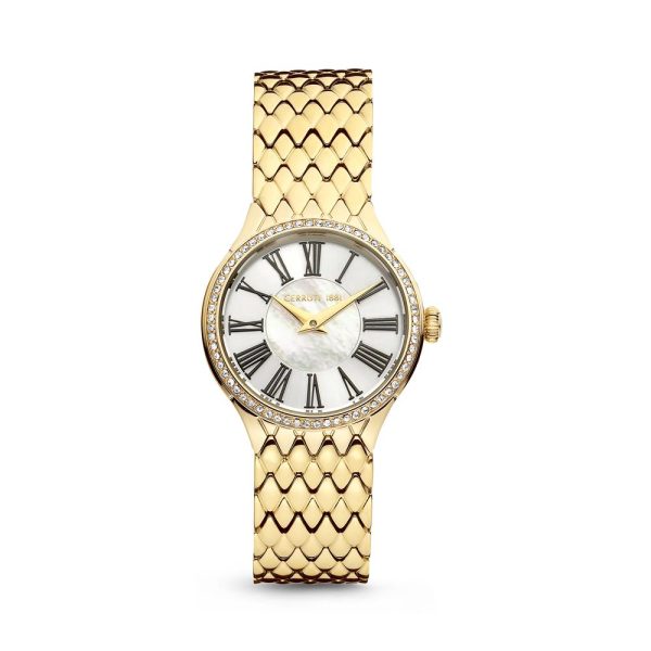 Cerruti Ladies Watch Stainless Steel   Gold Plated Case With Stones Online Hot Sale