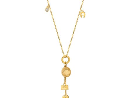 Aigner Necklace With Gold Plated Bon Voyage Layerd & Charms Design Supply