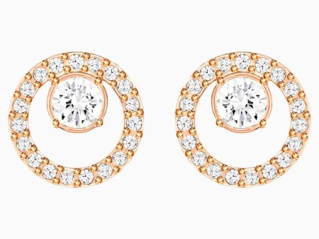 Swarovski Creativity Circle Pierced Earrings White, Rose-Gold Tone Plated Online Hot Sale