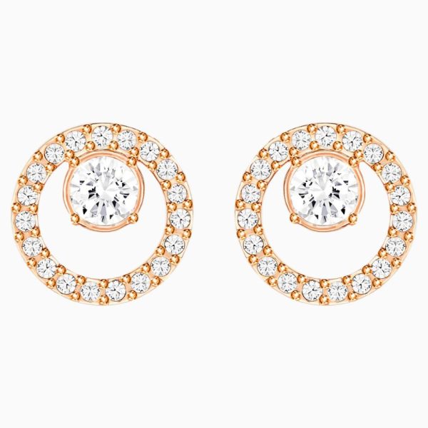 Swarovski Creativity Circle Pierced Earrings White, Rose-Gold Tone Plated Online Hot Sale