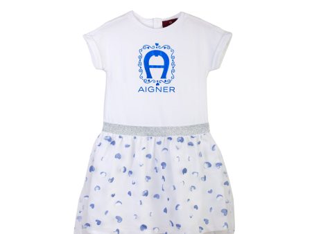 Aigner Kids Girl s Cotton Jersey Blue & White Dress Online Sale