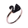 Swarovski Iconic Swan Ring Black Rose Gold Tone Size 58 Online Hot Sale