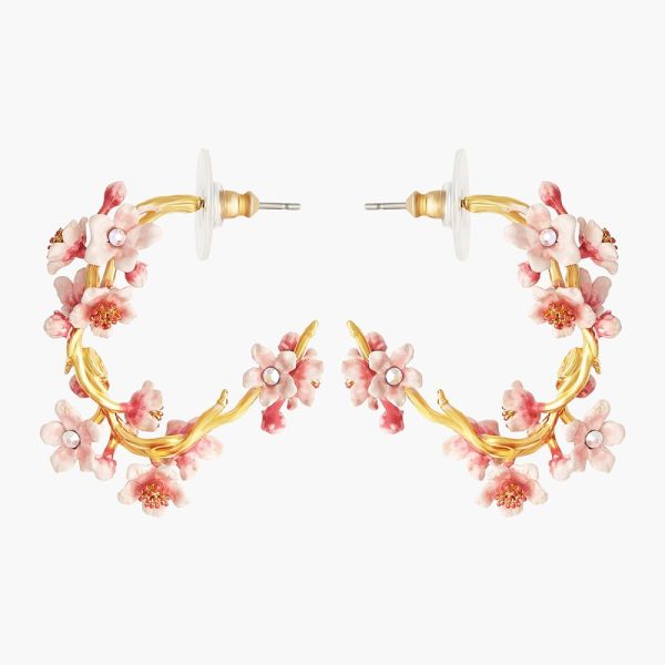 Les Nereides Japanese Cherry Blossom And Goldren Branch Hoop Earrings Sale