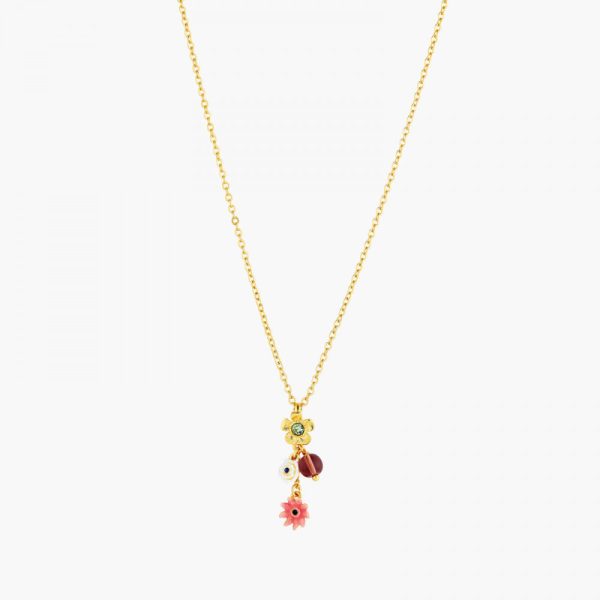 Les Nereides Poppy Flowers And Small Acorn Pendant Necklace Discount