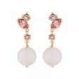 Les Nereides Dangling Clip On Earrings With Quartz Pearl And Pink Rhinestone Hot on Sale