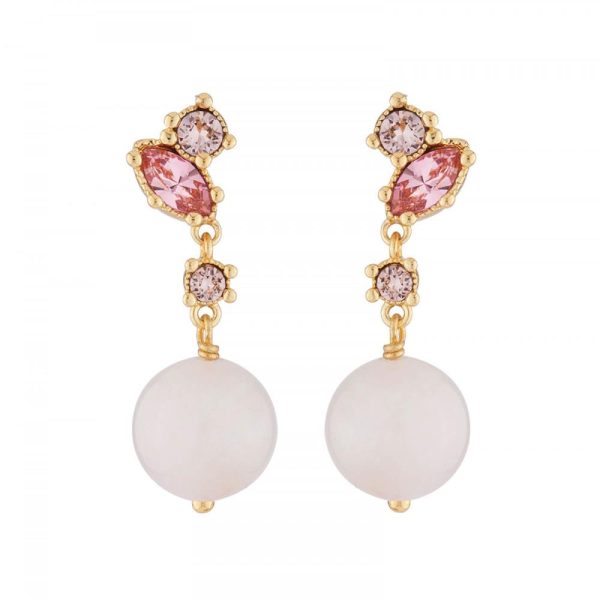 Les Nereides Dangling Clip On Earrings With Quartz Pearl And Pink Rhinestone Hot on Sale