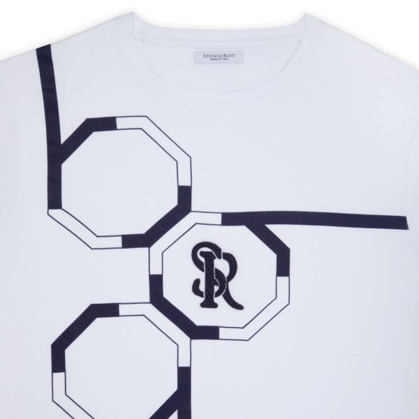 Stefano Ricci White Crewneck T-Shirt For Cheap