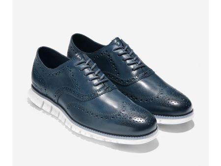 Cole Haan ZERØGRAND Wingtip Oxford Deep Navy Leather Online Sale