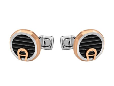 Aigner Cufflink Stainless Steel With Rose Gold Plated Lines & A Logo Bottom   Aigner Writing Mid Online Hot Sale