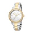 Esprit Ladies Two Tone Watch Silver Color Golden Bracelet White Dial With Stone Online Hot Sale