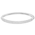 Swarovski Stone Bangle White, Rhodium Plated Online now