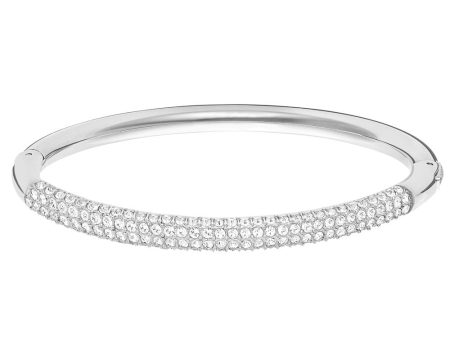 Swarovski Stone Bangle White, Rhodium Plated Online now