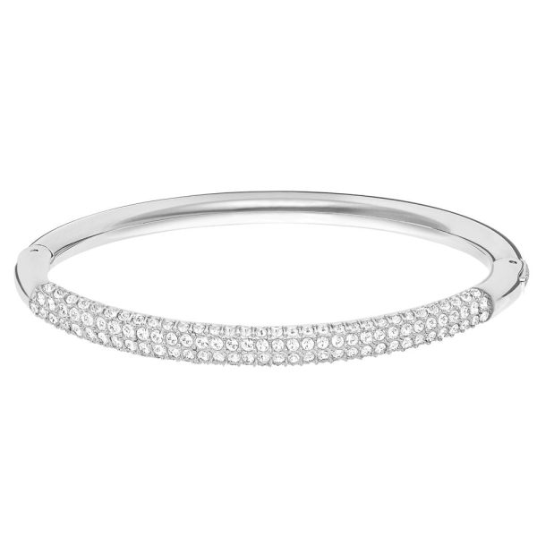 Swarovski Stone Bangle White, Rhodium Plated Online now