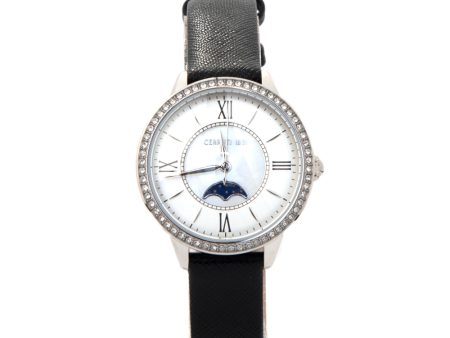 Cerruti Ladies WatchÂ With Mother Of Pearl Dial & Black Leather Strap Fashion