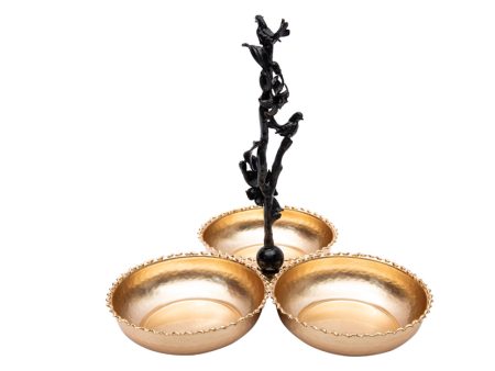 Decorium Nature S Three Section Appetizer Serving, Gold on Sale