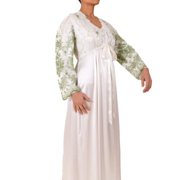 Sally Poppy Night Dress Ivory Pistachio Size Large Ivory Pistachio Hot on Sale