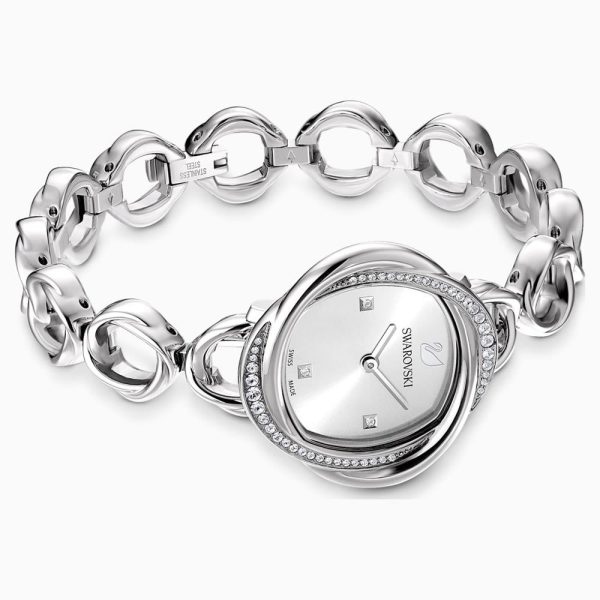 Swarovski Crystal Flower Watch Silver Tone Stainless Steel One Size Cheap