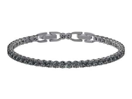 Swarovski Tennis Deluxe Bracelet Gray, Ruthenium Plated Fashion