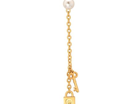 Aigner Erose Gold Plated Bon VoyageÂ   Pearl StudÂ With Lock Charm & Key Charm Design Cheap