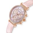 Swarovski Passage Chrono Watch Leather Strap, Pink, Rose-Gold Tone Pvd For Cheap