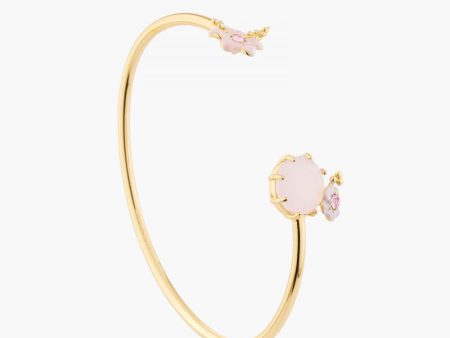 Les Nereides Pink And Pale Violet Flowers On A Pink Stone Bangle Bracelet Online now