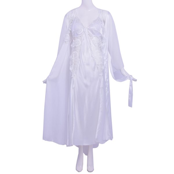 Batista Satin Nightdress 6 Pieces Set White on Sale