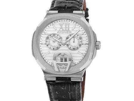 Aigner Taviano Chronograph Men s Watch Stainless Steel Case With White Checkerd Dial Sale