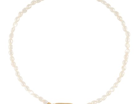 Rebecca Bronze Necklace Gold Color With Pearls For Cheap