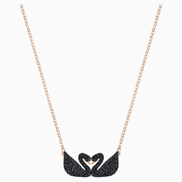 Swarovski Iconic Swan Necklace Black Rose-Gold Tone One Size Fashion