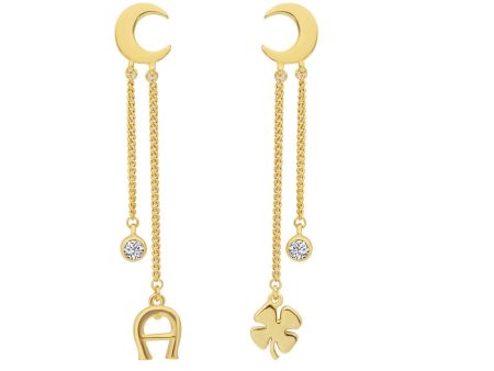 Aigner Erose Gold Plated Bon VoyageÂ With Moon Stud & Flower Charm Design Supply