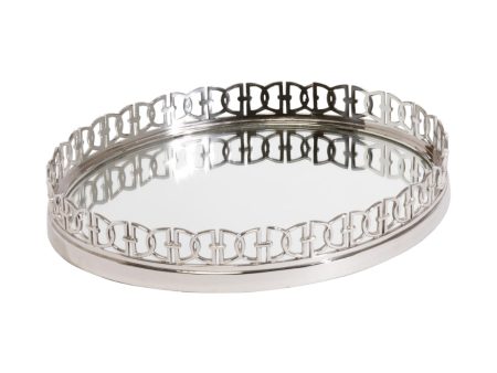 Ethan Allen Oval Link Tray In Nickel Supply