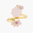 Les Nereides Pink And Pale Violet Flowers On A Pink Stone Adjustable Ring For Cheap