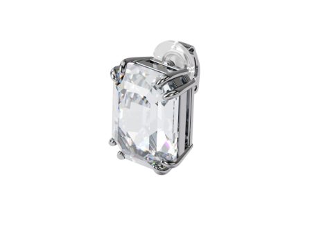 Swarovski Mesmera Clip Earring Single, Octagon Cut Crystal, White, Rhodium Plated Supply