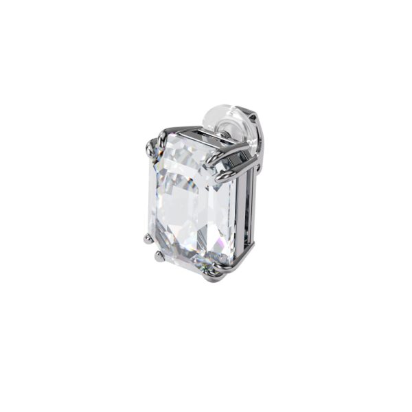 Swarovski Mesmera Clip Earring Single, Octagon Cut Crystal, White, Rhodium Plated Supply