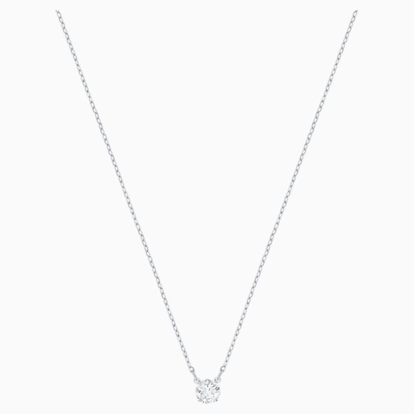 Swarovski Attract Round Necklace White, Rhodium Plated For Cheap