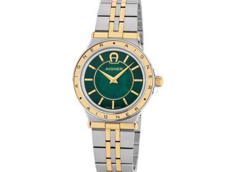 Aigner Tries Ladies Watch Stainless Steel   Gold Plated Case With Green Dial Online Hot Sale