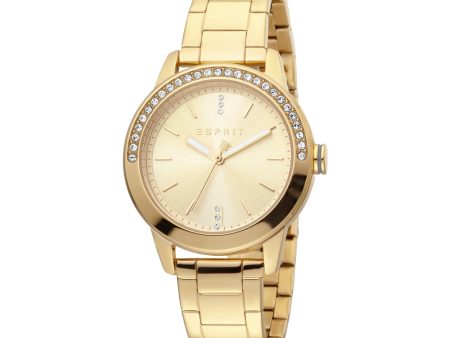 Esprit Ladies Watch Golden Color Case & Bracelet With Stone Golden Dial on Sale