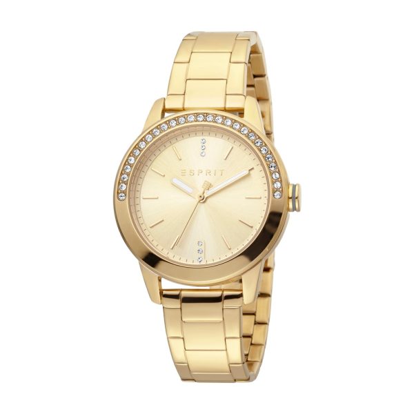 Esprit Ladies Watch Golden Color Case & Bracelet With Stone Golden Dial on Sale